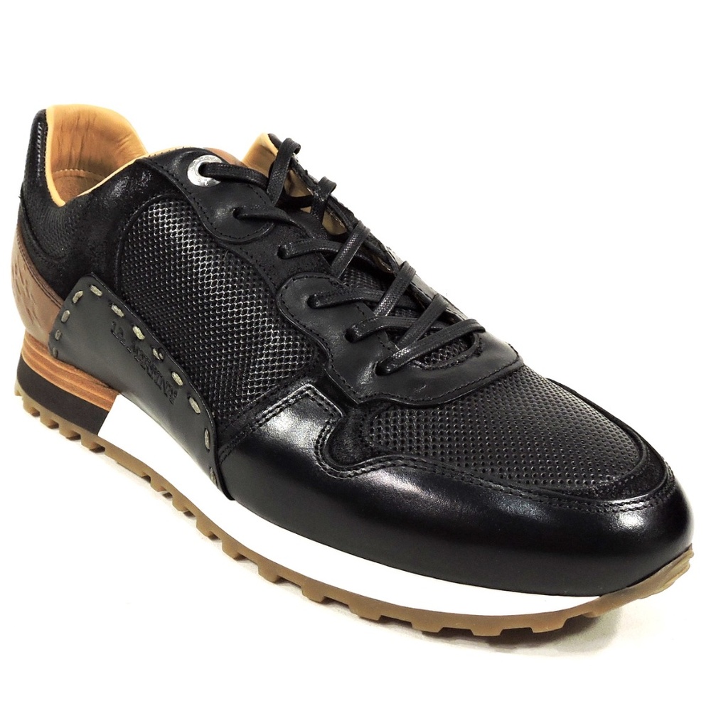 🇮🇹 LA MARTINA 🇮🇹 MEN'S BLACK LEATHER COMFORT SNEAKERS - Picture 2 of 7